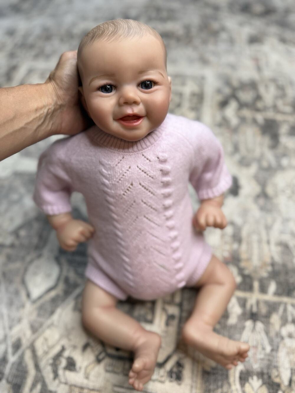 18" (HAS BENT KNEES) ARTIST SANDY FABER REBORN BABY DOLL ADORABLE!